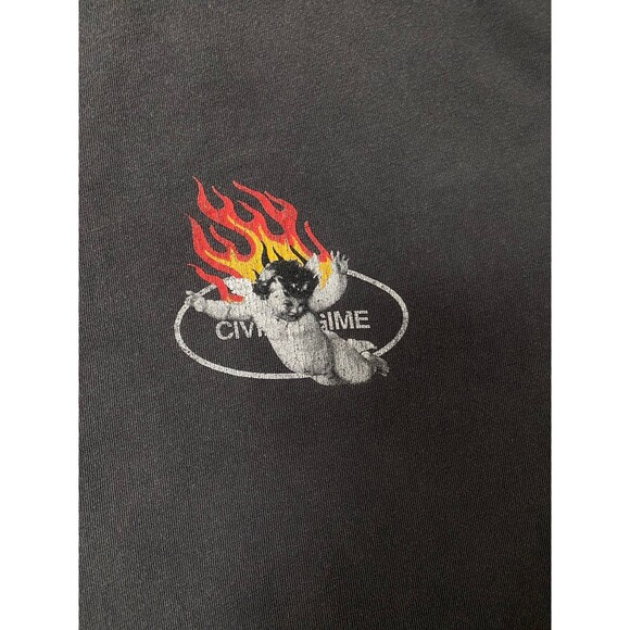 Civil Regime M Rebel Youth Angel Fire Black Washed Distressed Oversized Tee - Picture 8 of 12